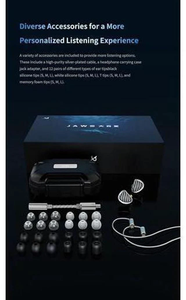Alt view image 6 of 6 - Jaws Earphone 3DD 4BA 1 Planar Driver Wired in-Ear Headphones