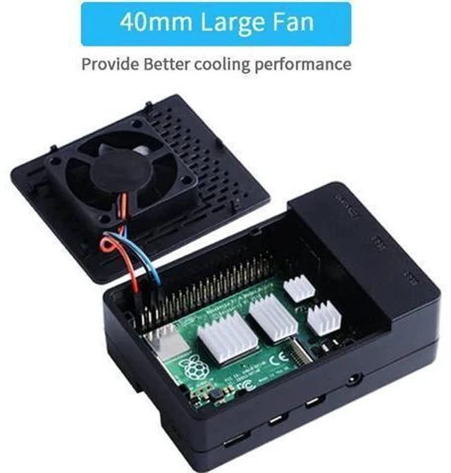 Alt view image 4 of 7 - Case with PWM Fan for Raspberry Pi 4, 18W 5V 3.6A USB-C Power Supply for Raspberry Pi 4, Heatsinks, USB Card Reader, Micro HDMI Cable, Micro HDMI to HDMI Adapter for Raspberry Pi 4 8GB/4GB/2GB