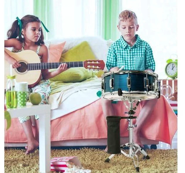 Alt view image 7 of 7 - 14 x 5.5 inches Snare Drum Set, Marching Snare Drum Kit for Students Beginners, Comes with Stand Sticks, Key, Bag, Mute Pad and Adjustable Straps (Blue)