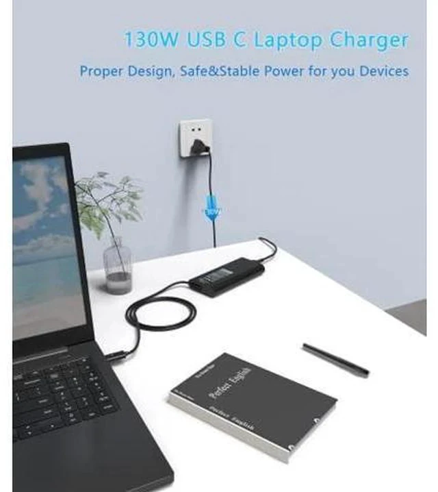 Alt view image 3 of 7 - 130W USB C Business Laptop Charger Compatible with Dell Inspiron 16 Plus 7640 7630 7620 2-in-1 Slim AC Power Supply Type C Adapter Cord