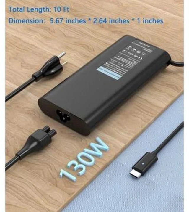 Alt view image 2 of 7 - 130W USB C Business Laptop Charger Compatible with Dell Inspiron 16 Plus 7640 7630 7620 2-in-1 Slim AC Power Supply Type C Adapter Cord
