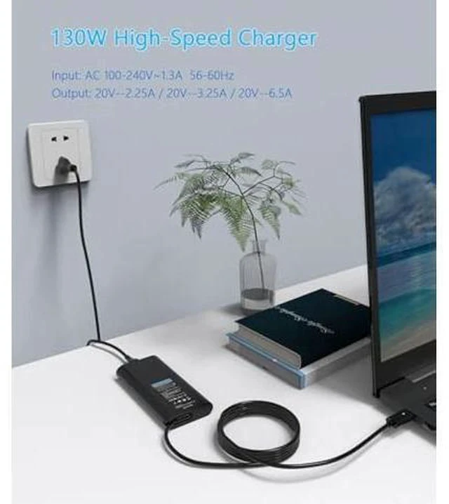 Alt view image 7 of 7 - 130W USB C Business Laptop Charger Compatible with Dell Inspiron 16 Plus 7640 7630 7620 2-in-1 Slim AC Power Supply Type C Adapter Cord