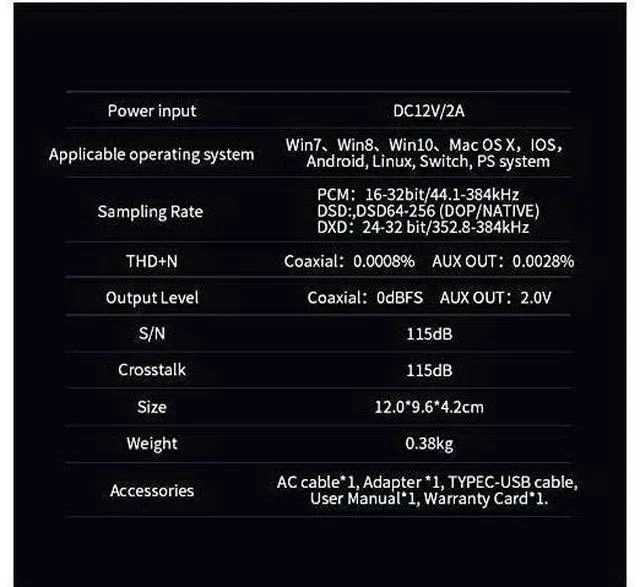 Alt view image 4 of 4 - MU-601 USB DAC ES9018K2M PCM384kHz DSD256 Analog Coaxial Output Decoder