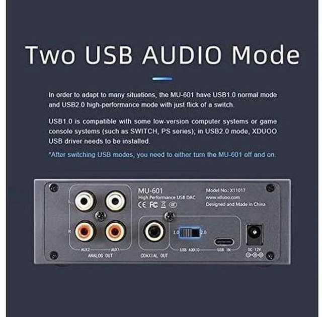 Alt view image 3 of 4 - MU-601 USB DAC ES9018K2M PCM384kHz DSD256 Analog Coaxial Output Decoder