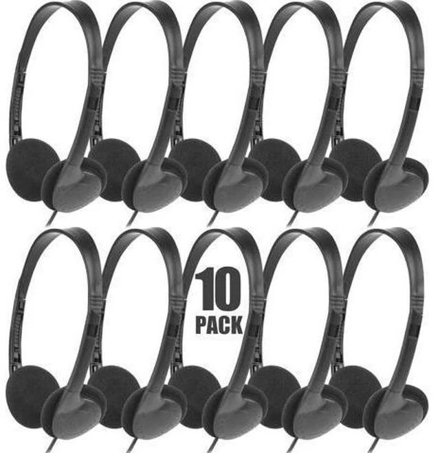 Main image of Classroom Headphones Bulk 10 Pack for Kids School Wholesale Class Set Durable Earphones for Students Children Toddler Teens Boys Girls and Adult (LS04 10 Black)