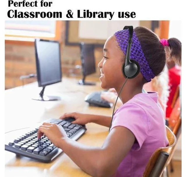 Alt view image 4 of 7 - Classroom Headphones Bulk 10 Pack for Kids School Wholesale Class Set Durable Earphones for Students Children Toddler Teens Boys Girls and Adult (LS04 10 Black)