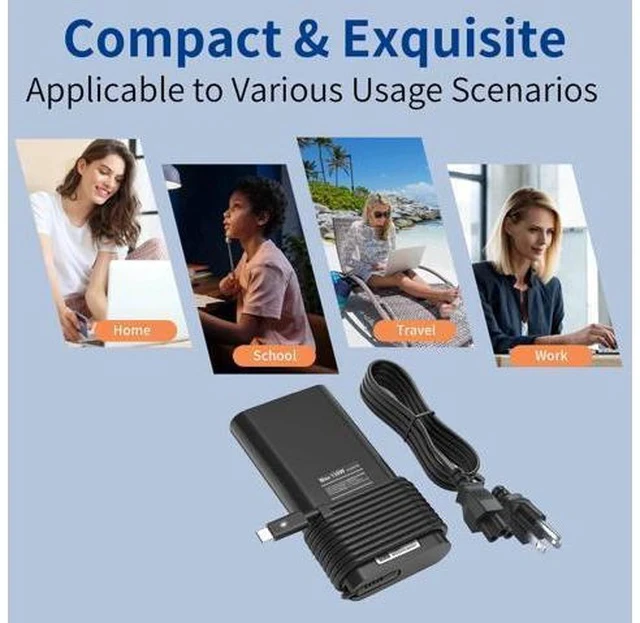 Alt view image 6 of 6 - 130W USB C Laptop Charger Compatible with Laptop Charger Type C Slim AC Power Cord - Precision 5550 5560 5570 5750 3560 XPS 15 9500 9575 XPS 17 Latitude 7410 7310 USB C