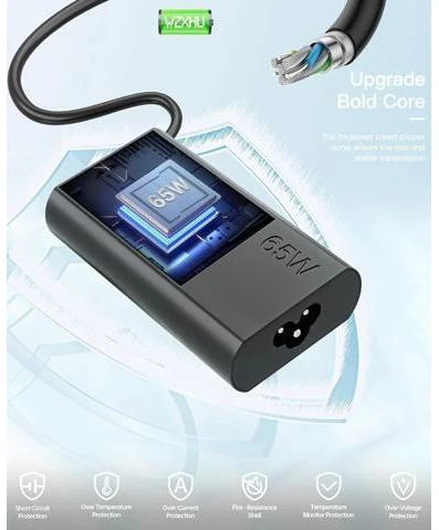 Alt view image 4 of 7 - 2025 New Slim 65W USB C Laptop Charger Compatible with Thinkpad/Yoga/Chromebook Computer Type C Fast Charging Power Cord Ac Adapter