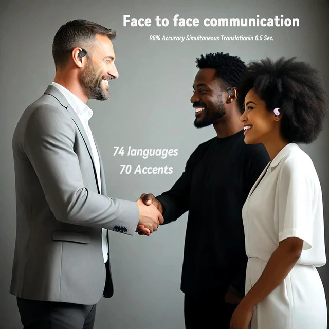 Alt view image 2 of 7 - Xmenha Ai Translation Earbuds Real Time 144 Languages Translator Earbuds Real Time Translating Ai Headphones Language Translation AudíFonos Traductores Traductor De Ingles EspañOl