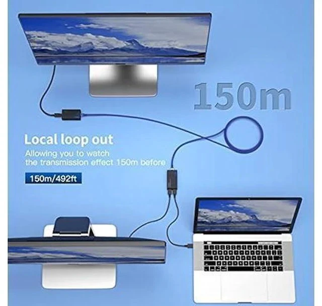 Alt view image 3 of 7 - PWAY HDMI Extender 500ft Over Single Cat5e/6, One to Multiple Monitors by Gigabit Ethernet Switch, Full HD 1080P@60Hz Video Extended
