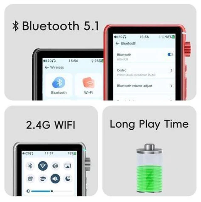 Alt view image 5 of 7 - R3 II 2025 Hi-Res Audio Player - Dual DAC Chips, MQA Decoding, Qobuz/Tidal Player with Bluetooth 5.1, 3.5mm SE/4.4mm BAL Ports | Up to 2TB Expandable Storage