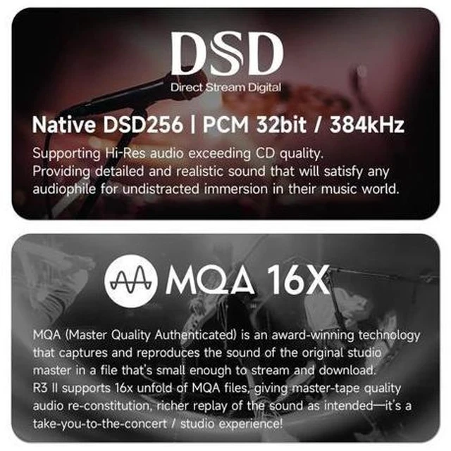 Alt view image 2 of 7 - R3 II 2025 Hi-Res Audio Player - Dual DAC Chips, MQA Decoding, Qobuz/Tidal Player with Bluetooth 5.1, 3.5mm SE/4.4mm BAL Ports | Up to 2TB Expandable Storage