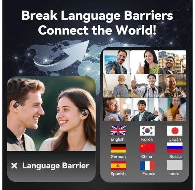 Alt view image 3 of 7 - Xmenha Ai Translation Earbuds Real Time 144 Languages Translator Earbuds Real Time Translating Ai Headphones Language Translation AudíFonos Traductores Traductor De Ingles EspañOl