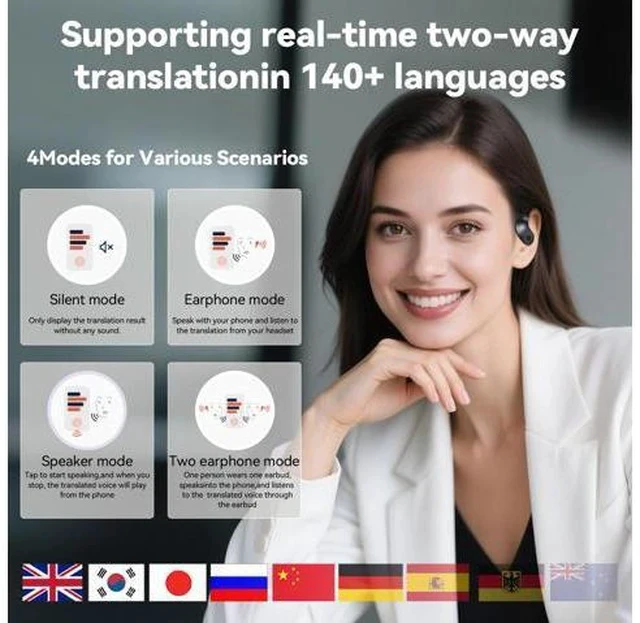 Alt view image 5 of 7 - Xmenha Ai Translation Earbuds Real Time 144 Languages Translator Earbuds Real Time Translating Ai Headphones Language Translation AudíFonos Traductores Traductor De Ingles EspañOl