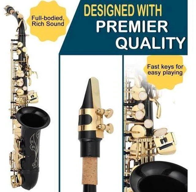 Alt view image 4 of 7 - Alto Saxophone Drop E Brass Sax Full Kit for Student Beginners with Carving, Mouthpiece, Carrying Case, Gloves, Cleaning Cloth Bar, Detachable Strap, Shoulder Strap, Reed