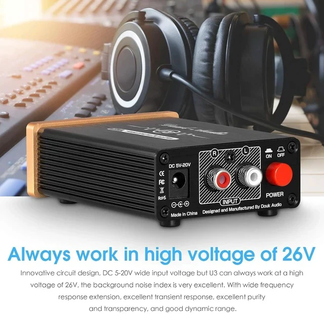 Alt view image 2 of 7 - U3 Headphone Amps, Mini Hi-Fi Amplifier for Home Desktop PC 6.35mm / 3.5mm Headsets, Class A, RCA Input, DC 5V