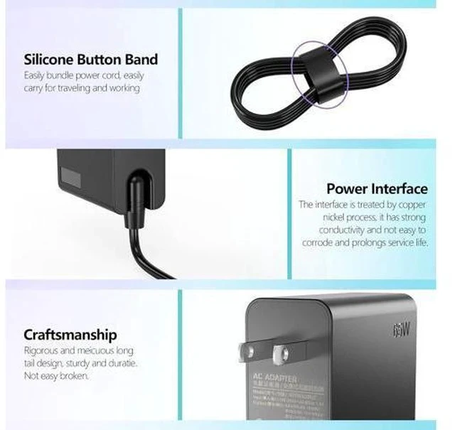Alt view image 5 of 7 - New Slim 65W USB Type C AC Charger for Thinkpad Yoga Chromebook IdeaPad Laptop Power Supply Adapter Cord