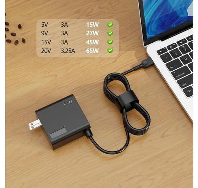 Alt view image 6 of 7 - New Slim 65W USB Type C AC Charger for Thinkpad Yoga Chromebook IdeaPad Laptop Power Supply Adapter Cord