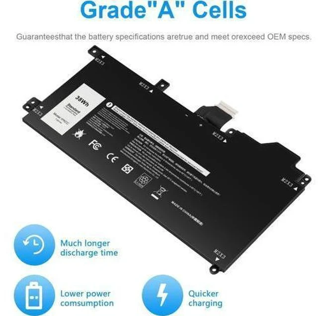 Alt view image 6 of 7 - Futurebatt 1FKCC Laptop Battery Compatible with Dell Latitude 7200 7210 2-in-1 Series T04J T04J001 T04J002 T5H6P 09NTKM 9NTKM 0D9J00 D9J00 0KWWW4 KWWW4