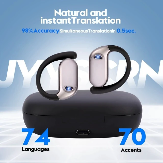 Alt view image 2 of 7 - Language Translation Earbuds, 3-in-1 Translator Earbuds & 144 Languages & Accents, Translator Device Translation Earbuds Real Time fit iOS & Android for Travel Business &Learning,M74-Milk White