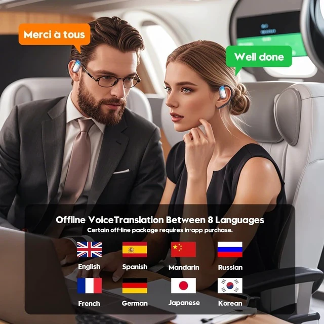 Alt view image 4 of 7 - Language Translation Earbuds, 3-in-1 Translator Earbuds & 144 Languages & Accents, Translator Device Translation Earbuds Real Time fit iOS & Android for Travel Business &Learning,M74-Milk White