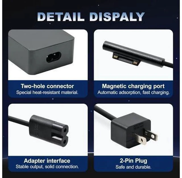 Alt view image 4 of 7 - 102W Surface Laptop Charger for Surface Laptop Studio Surface Laptop 3 4 5 Windows Surface Pro/Go Fast Charging Portable and Easy to Use