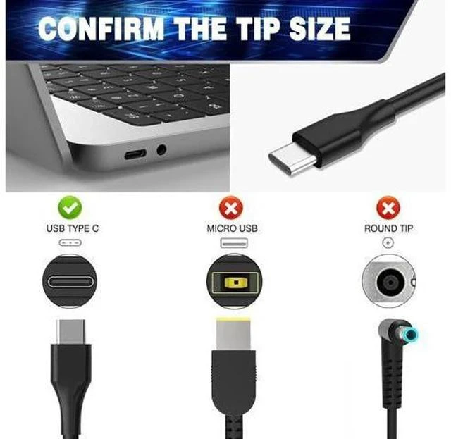 Alt view image 2 of 6 - Universal 100W USB-C Laptop Charger for Mac Book Pro/Air 16 15 14 13 Inch Chromebook ThinkPad and Type-C Adapter Charger (Universal 100W USB C Charger)