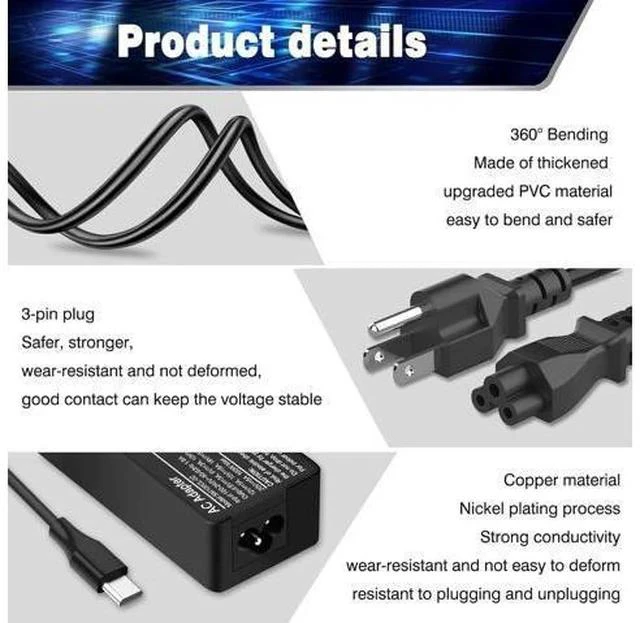 Alt view image 5 of 6 - Universal 100W USB-C Laptop Charger for Mac Book Pro/Air 16 15 14 13 Inch Chromebook ThinkPad and Type-C Adapter Charger (Universal 100W USB C Charger)