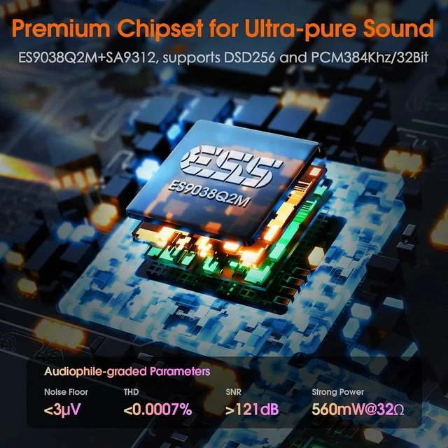 Alt view image 4 of 7 - K5 PC DAC Headphone Amplifier Digital to Analog Converter with USB & Optical Input DSD256 for Amplifiers, Speakers, Mac, Computer (K5)
