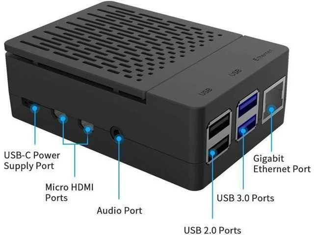 Alt view image 7 of 7 - Case with PWM Fan for Raspberry Pi 4, 18W 5V 3.6A USB-C Power Supply for Raspberry Pi 4, Heatsinks, USB Card Reader, Micro HDMI Cable, Micro HDMI to HDMI Adapter for Raspberry Pi 4 8GB/4GB/2GB