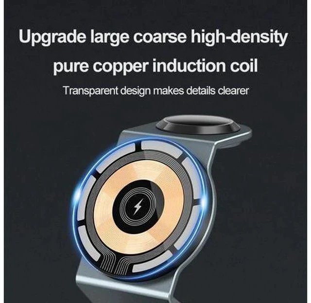 Alt view image 2 of 7 - 3-in-1 Magnetic Mobile Phone Stand & Wireless Charger with QC3.0 PD 7W for Mobile Phone Earphone Smart Watch