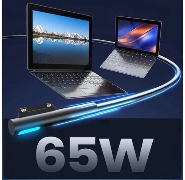 Alt view image 2 of 7 - Surface Pro Charger - 65W Fast Charging for Surface Pro 3-9 Windows Surface Laptop 1-6 Surface Book 1-3 Surface Go Series