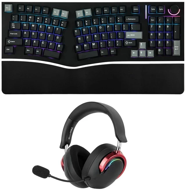 Alt view image 2 of 2 - Feker Alice98 Ergonomic 98 Keys Custom Mechanical Keyboard with Aula A700 Gaming Headset