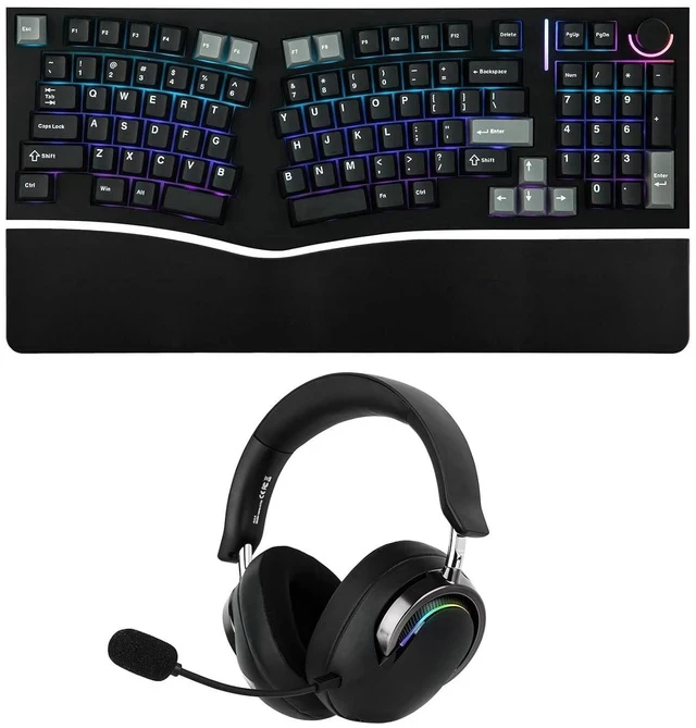 Alt view image 2 of 2 - Feker Alice98 Ergonomic 98 Keys Custom Mechanical Keyboard with Aula A700 Gaming Headset