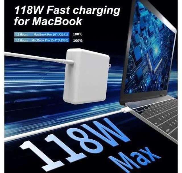 Alt view image 3 of 7 - Mac Book Pro Charger - 118W USB C Laptop Charger Power Adapter Fit MacBook Air 13 14 15 16 inch MacBook Pro M1 M2 M3 M4 iPad Pro and All Type C Port Devices 6.6 Ft USB C to C Cable
