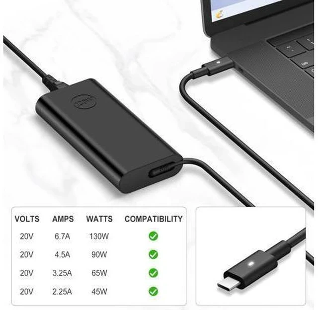 Alt view image 5 of 7 - Charger Compatible with Laptop Computer 130W 90W 65W 45W USB C Fast Power Adapter