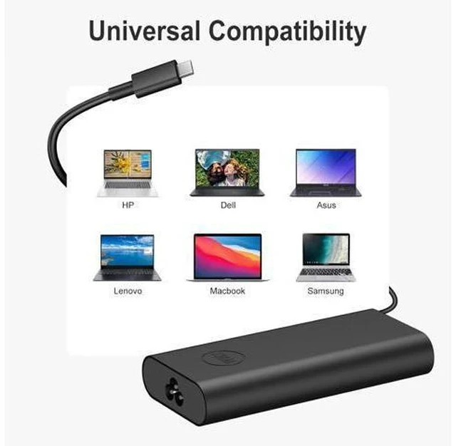 Alt view image 6 of 7 - Charger Compatible with Laptop Computer 130W 90W 65W 45W USB C Fast Power Adapter
