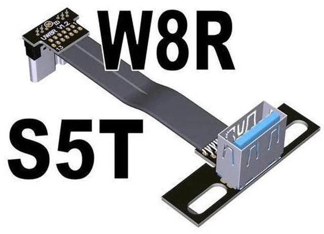 Main image of USB 3.0 Male to Female Flat Connection Cable 90 Degree Adapter Data Cord Type-A to Micro-B Connector 5G/bps High Speed Extension(S5T-W8R)(15cm)
