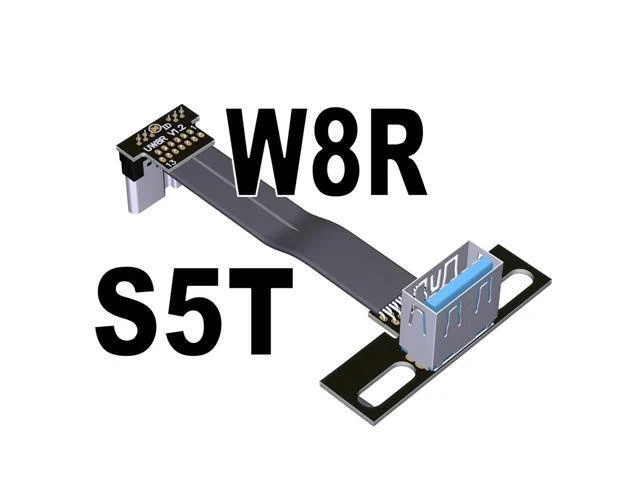Alt view image 2 of 2 - USB 3.0 Male to Female Flat Connection Cable 90 Degree Adapter Data Cord Type-A to Micro-B Connector 5G/bps High Speed Extension(S5T-W8R)(15cm)