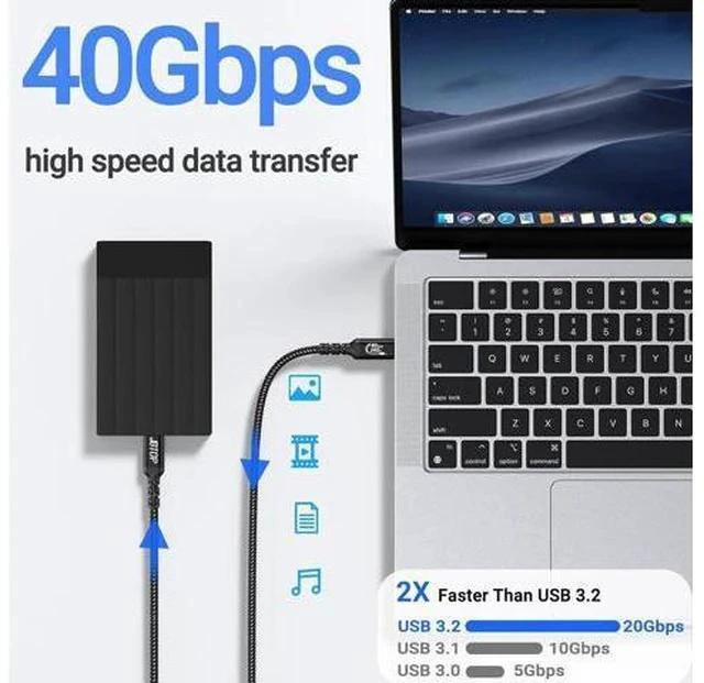 Alt view image 2 of 7 - USB 4 Data Cable(1.5FT 2packs) 40Gbps Data Transfer 8K Video and USB C to USB C 240W Charging Compatible with iPhone 15/Pro/Plus/Pro Max Galaxy Thunderbolt 4/3 Cable and USB-C