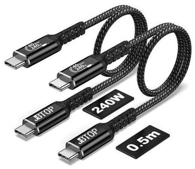Alt view image 6 of 7 - USB 4 Data Cable(1.5FT 2packs) 40Gbps Data Transfer 8K Video and USB C to USB C 240W Charging Compatible with iPhone 15/Pro/Plus/Pro Max Galaxy Thunderbolt 4/3 Cable and USB-C