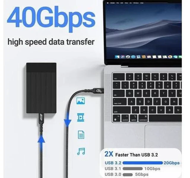 Alt view image 7 of 7 - USB 4 Data Cable(1.5FT 2packs) 40Gbps Data Transfer 8K Video and USB C to USB C 240W Charging Compatible with iPhone 15/Pro/Plus/Pro Max Galaxy Thunderbolt 4/3 Cable and USB-C