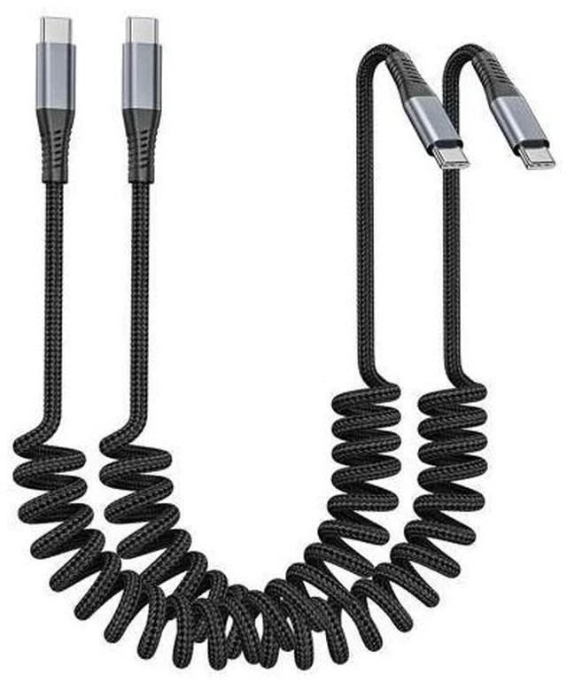 Main image of USB C to USB C Cable 2Pack 3ft Coiled USB C Cable for Car 60W Fast Charging Retractable Nylon Braided USB-C Car Charger Cord for iPhone 17/16/15/Plus/Pro/Pro Max