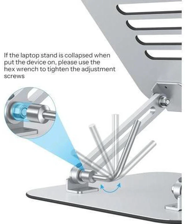Alt view image 4 of 7 - Laptop Stand for Desk Ergonomic Metal Adjustable Laptop Stand Laptop Holder Riser with Cooling Function Computer Stand Compatible with MacBook and All Laptops (10-17.2 inch) Silver