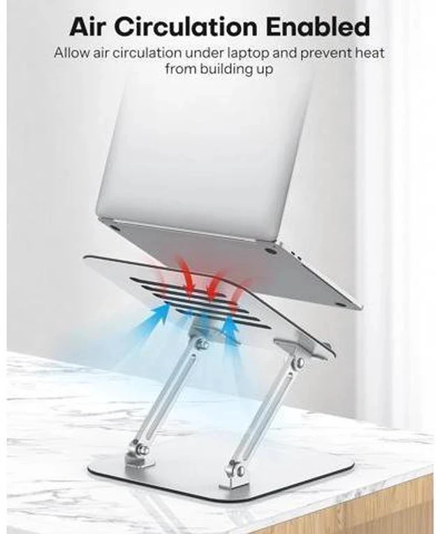 Alt view image 7 of 7 - Laptop Stand for Desk Ergonomic Metal Adjustable Laptop Stand Laptop Holder Riser with Cooling Function Computer Stand Compatible with MacBook and All Laptops (10-17.2 inch) Silver
