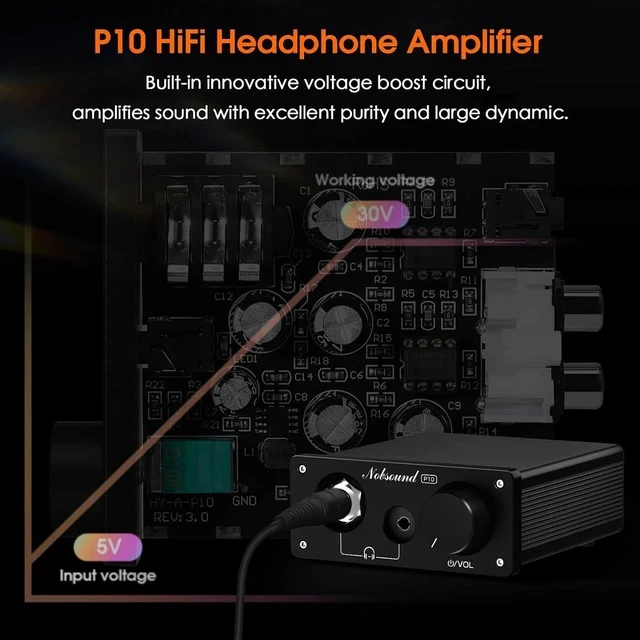 Alt view image 2 of 7 - Nobsound P10 HiFi Headphone Amplifier: 1100mW Output (24600) 30V Boost RCA/3.5mm Inputs & 6.35/3.5mm Outputs Swappable Op-Amps for Audiophiles & HiFi Music Lovers