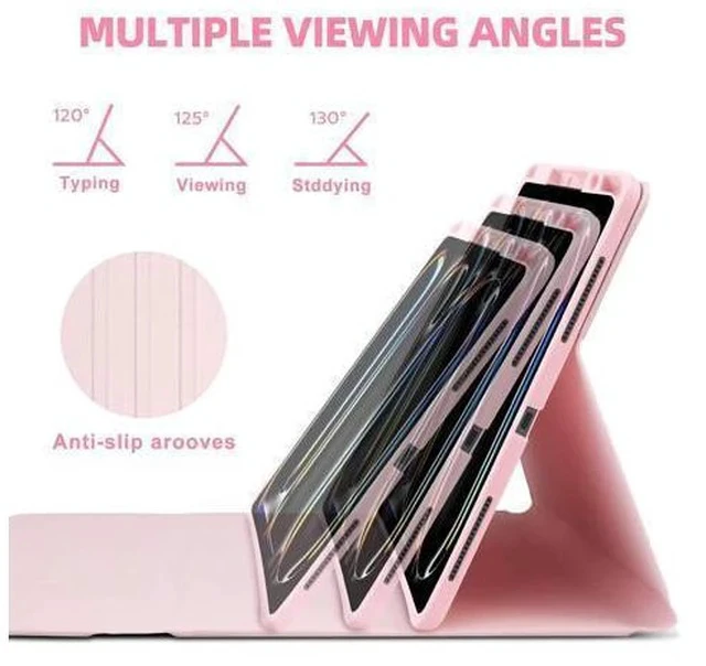 Alt view image 5 of 7 - GOKOCO for iPad Pro 11 inch M4 2024 Case with Keyboard-Keyboard Case for iPad Pro 11" 2024 with Pencil Holder,Wireless Detachable Keyboard,Auto Sleep/Wake Function-Pink