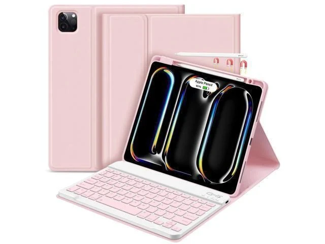 Alt view image 6 of 7 - GOKOCO for iPad Pro 11 inch M4 2024 Case with Keyboard-Keyboard Case for iPad Pro 11" 2024 with Pencil Holder,Wireless Detachable Keyboard,Auto Sleep/Wake Function-Pink