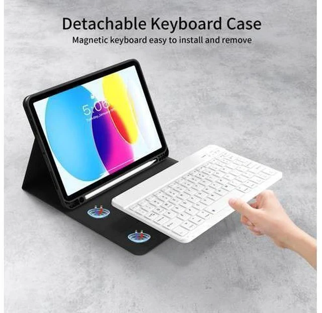 Alt view image 2 of 7 - kenke for iPad 10th Generation Case with Keyboard (10.9 Inch, 2022), Magnetically Detachable Wireless Bluetooth Keyboard, Folio Keyboard Case with Pencil Holder for iPad 10th Generation, Black