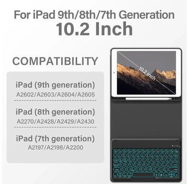 Alt view image 2 of 7 - BQDIYOO Keyboard Case for iPad 9th/8th/7th Generation(2021/2020/2019) Detachable Wireless Bluetooth Keyboard Case for 10.2 inch iPad 9/8/7 Keyboard Case with Pencil Holder Auto Wake/Sleep, Black